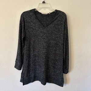 Soft Surroundings Dark Gray Hoodie Pullover Sweatshirt Artsy Cozy Womens Tunic S